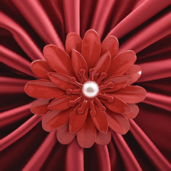 Vibhsa Red Floral Napkin Rings | Set of 4, Pearl Accents, Handcrafted