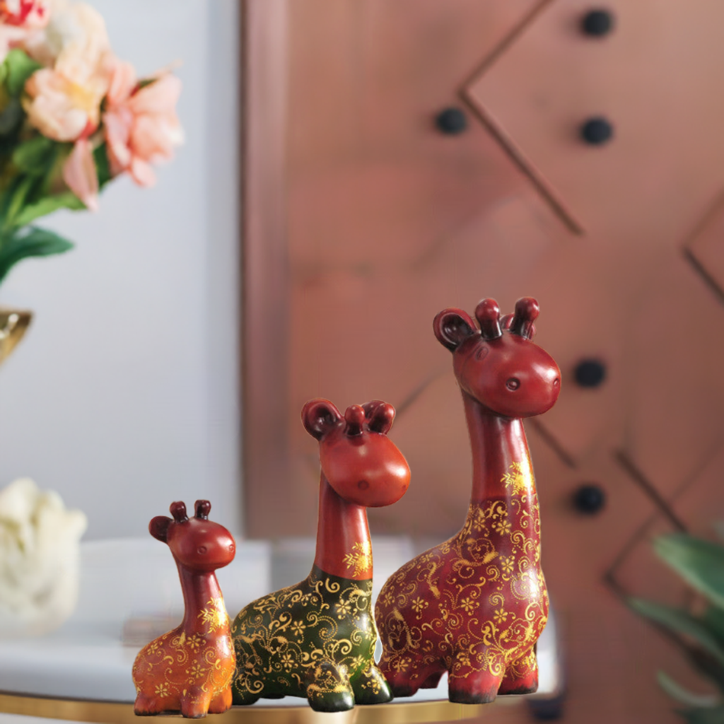 Colorful Giraffe Family - 3 Piece Sculpture Set