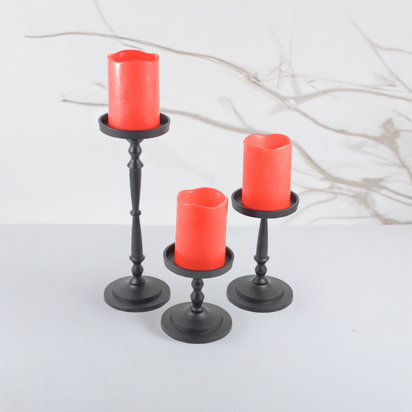 Pillar Candle Holder Set of 3 Black