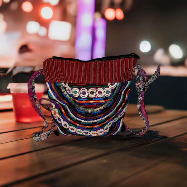 Handmade Colorful Red Guatemalan Embroidered Crossbody Bag