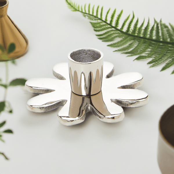 Vibhsa Decorative Silver Flower Candle Holder | 4