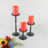 Vibhsa Pillar Candle Holders | Set of 3, Glossy Black, Compact Graduated Heights