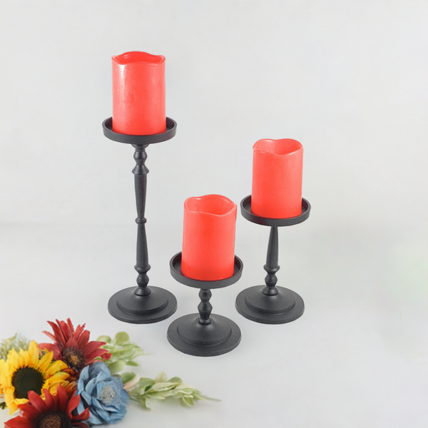 Pillar Candle Holder Set of 3 Black
