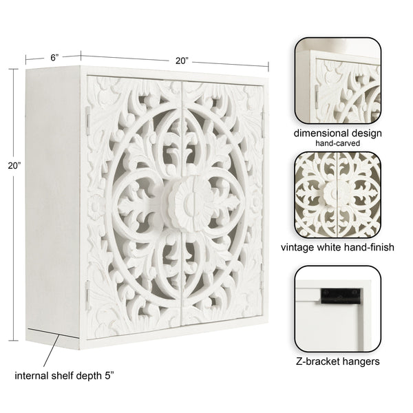 Saanvi Carved Wood Wall Cabinet