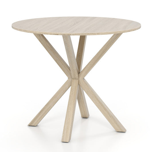 36 Inch Wood Dining Table with Intersecting Pedestal Base for 2-4 People-Gray