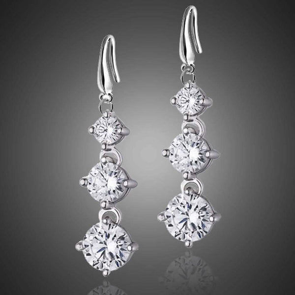 Graduated Drop Earrings with Swarovski Crystals