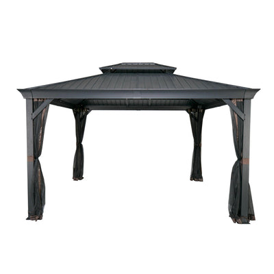 Shade N' Shelters 12' x 12' Granite Peak Hardtop Gazebo with Mosquito Netting