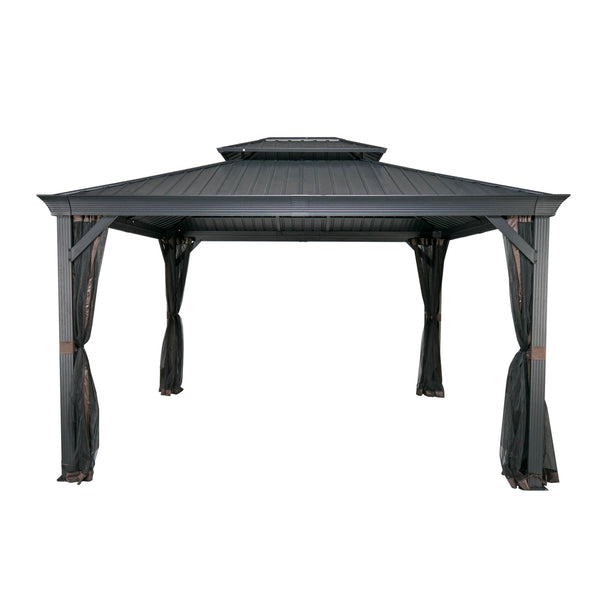 Shade N' Shelters 12' x 12' Granite Peak Hardtop Gazebo with Mosquito Netting