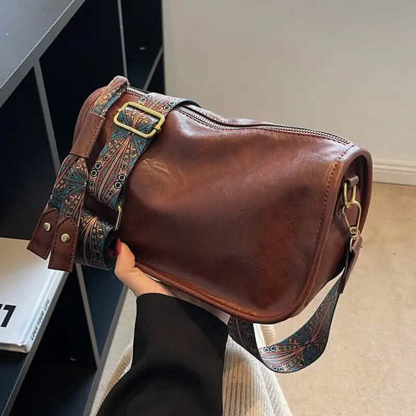 Graphic Pattern Zipper Crossbody Bag