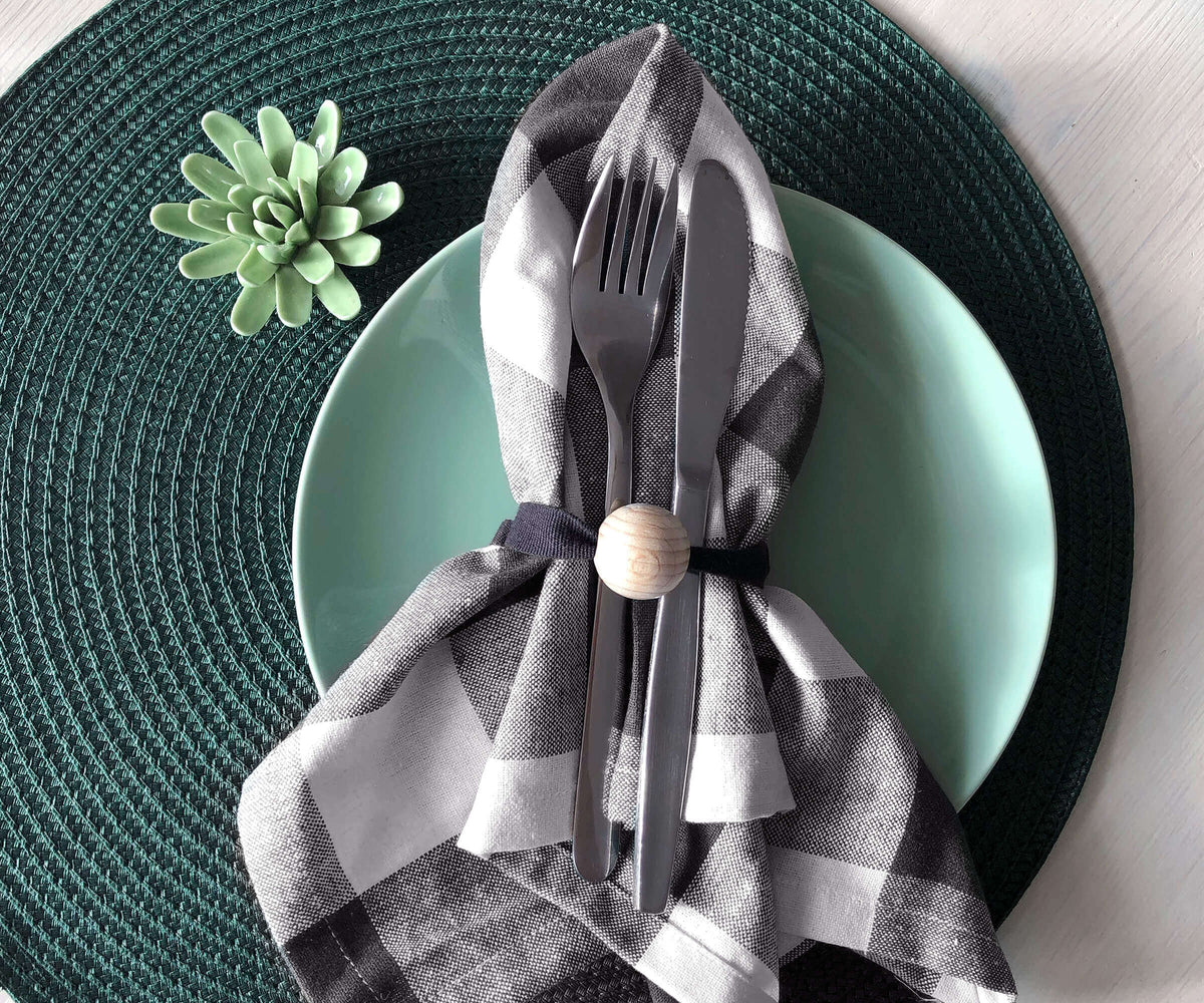 Gray Plaid Napkins