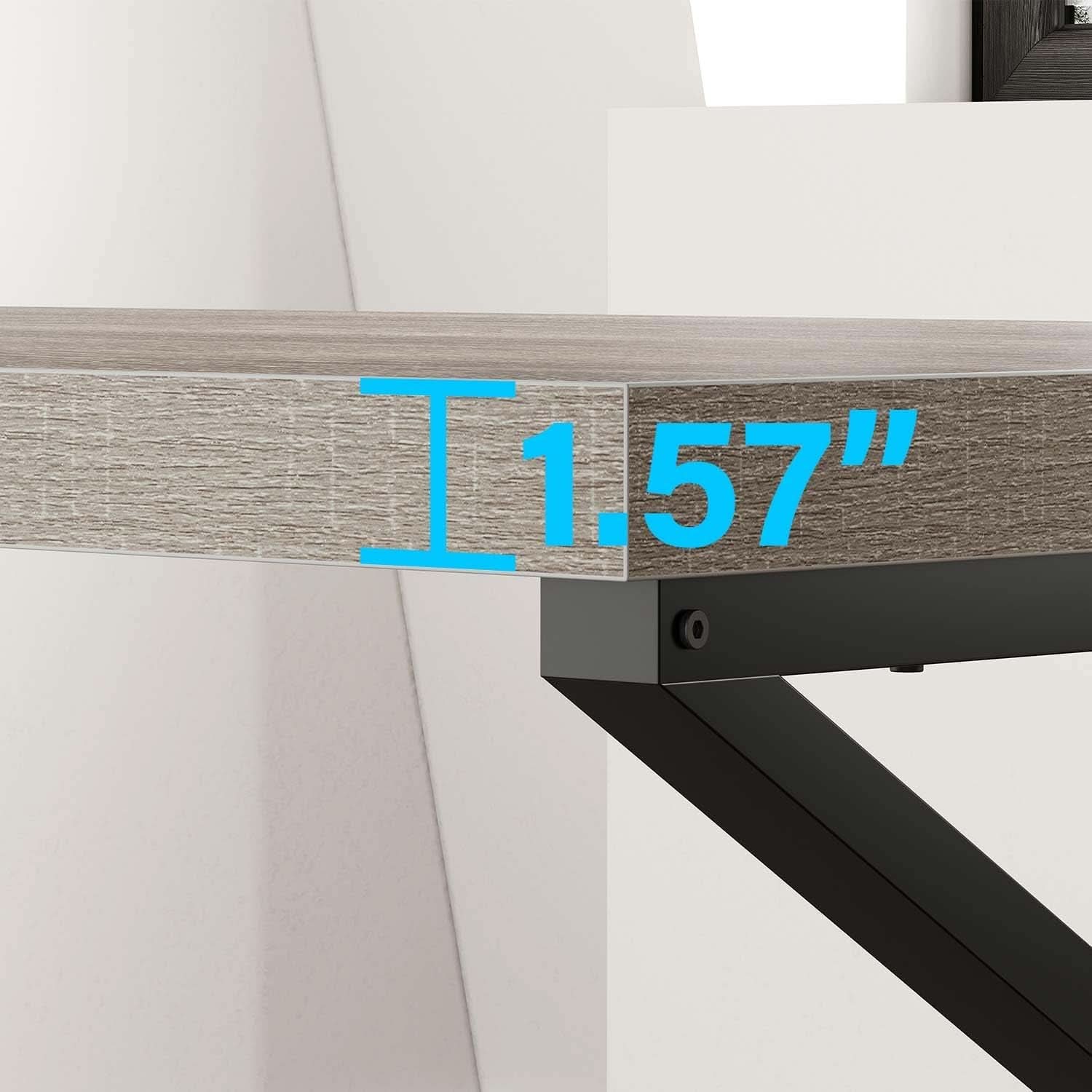 Gray Industrial Computer Desk for Home Office and Gaming