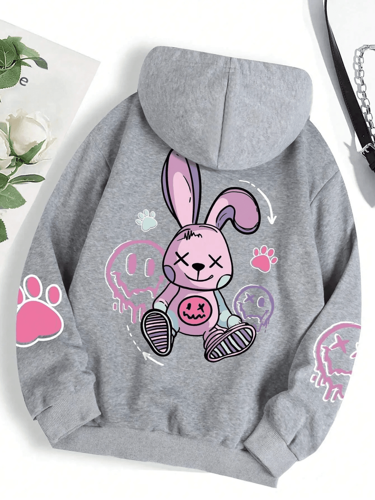 Hip Hop Oversized Printed Hoodie for Women Casual Fleece Sweatshirt