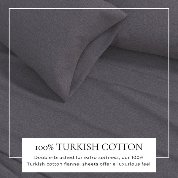 4 Piece Heathered Solid Cotton Blend Flannel Sheet Set - Anders Collection