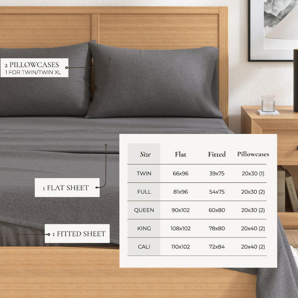 4 Piece Heathered Solid Cotton Blend Flannel Sheet Set - Anders Collection