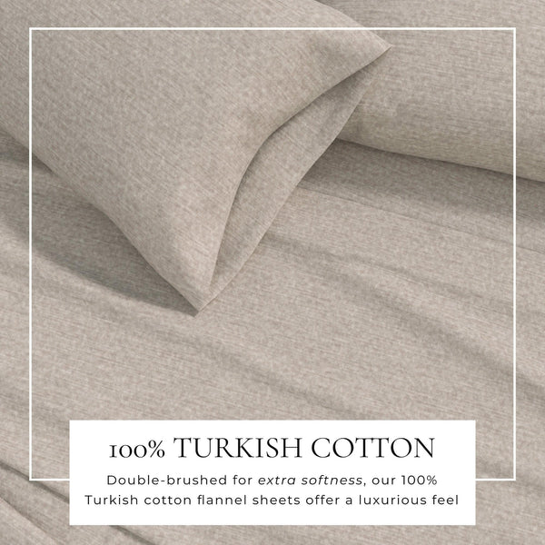 4 Piece Heathered Solid Cotton Blend Flannel Sheet Set - Anders Collection