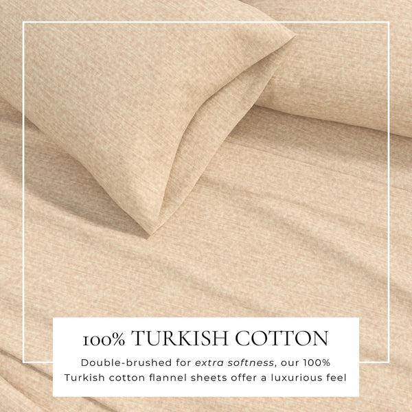 4 Piece Heathered Solid Cotton Blend Flannel Sheet Set - Anders Collection