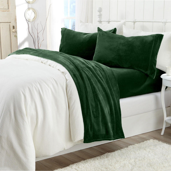 4-Piece Solid Jewel-Toned Plush Sheet - Velvet Luxe Collection