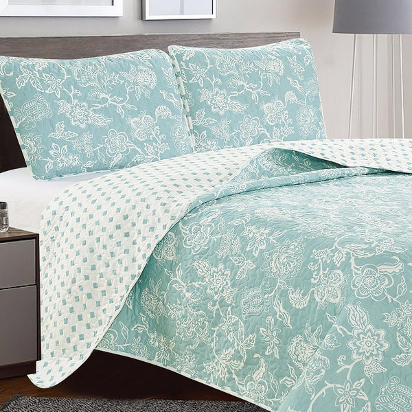 3-Piece Floral Quilt - Emma Collection Great Bay Home