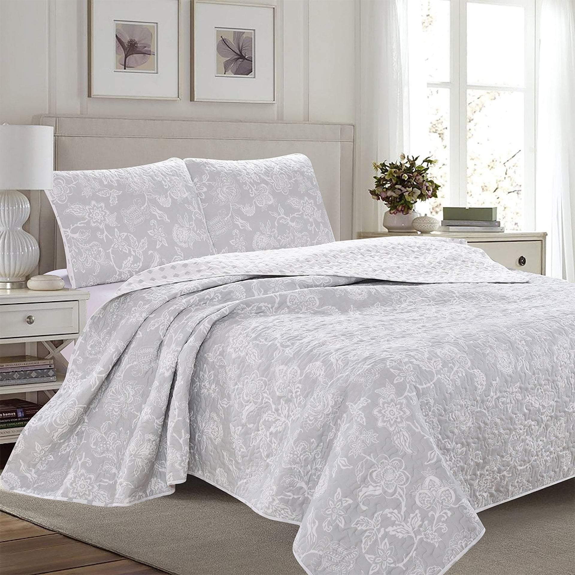 3-Piece Floral Quilt - Emma Collection Great Bay Home
