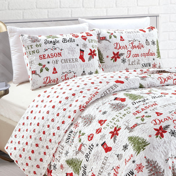 Holiday 3 Piece Quilt Set - Carol Collection