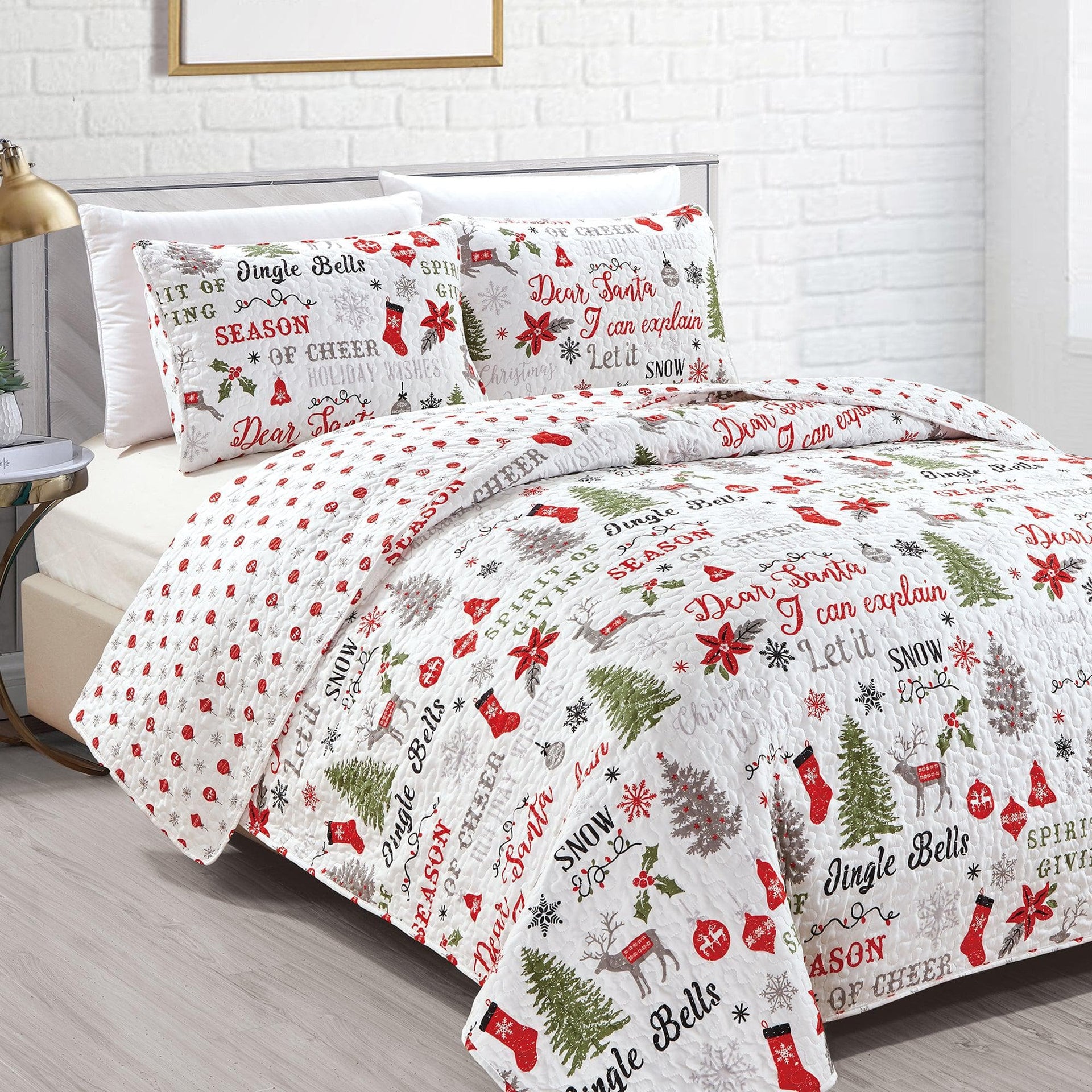 Holiday 3 Piece Quilt Set - Carol Collection
