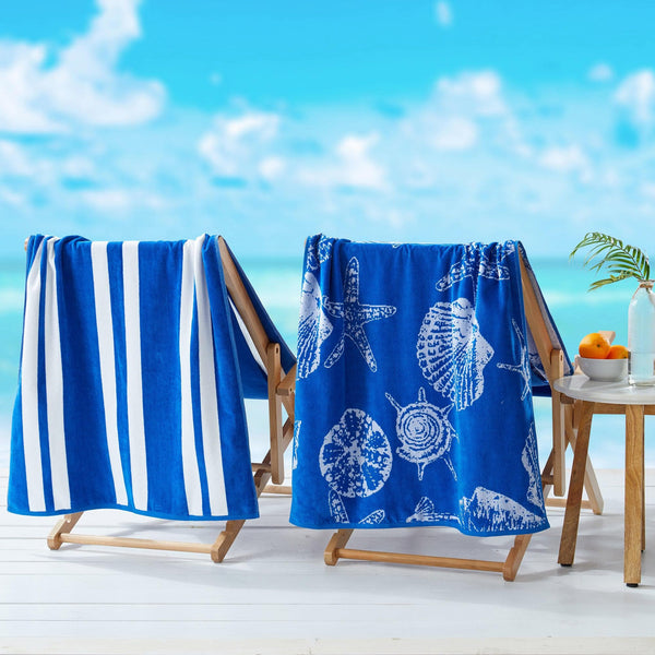 2 Pack 100% Cotton Jacquard Beach Towels - Playa Collection