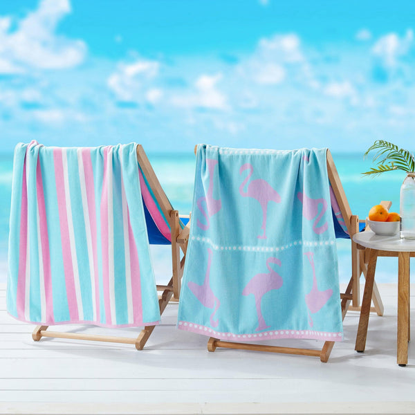 2 Pack 100% Cotton Jacquard Beach Towels - Playa Collection