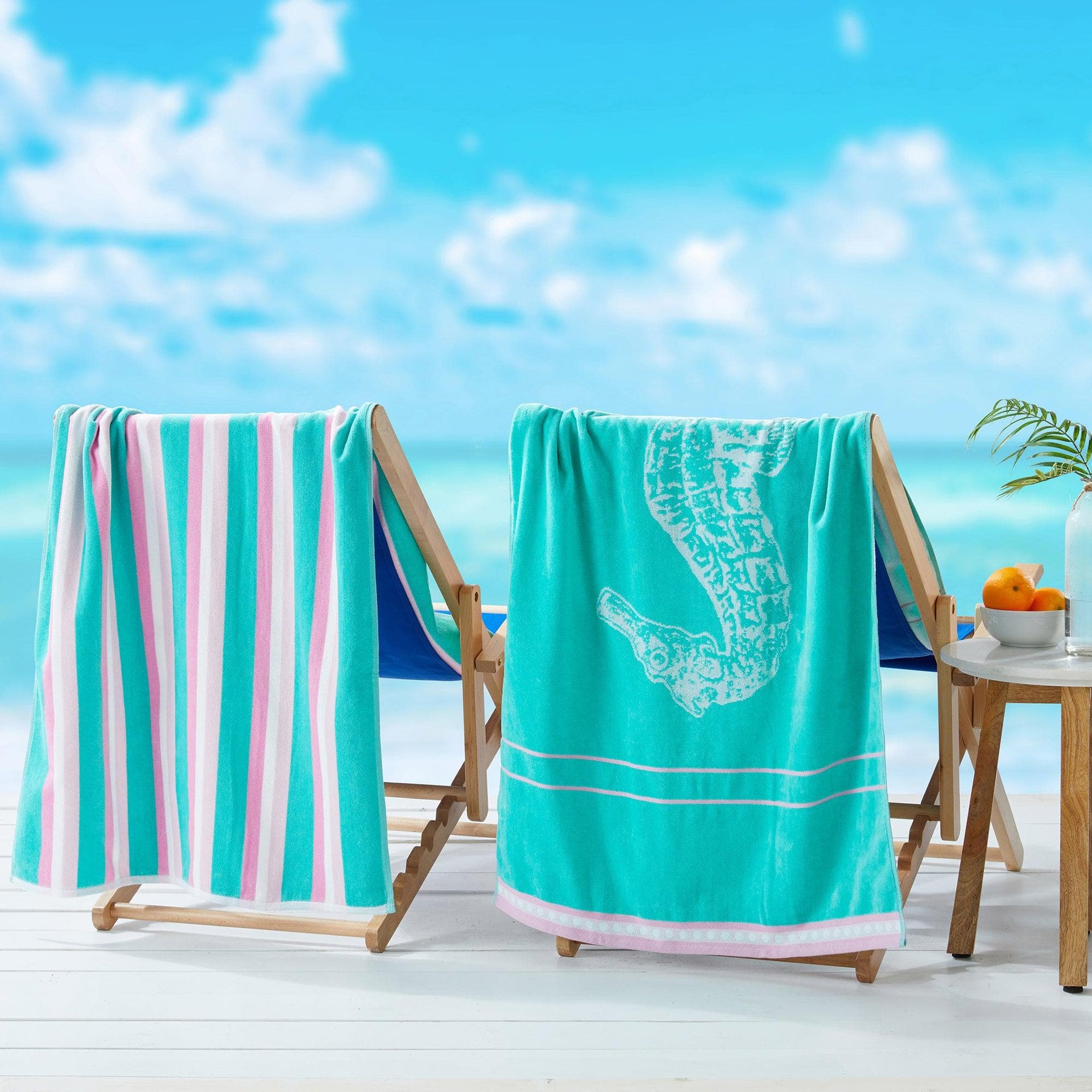 2 Pack 100% Cotton Jacquard Beach Towels - Playa Collection