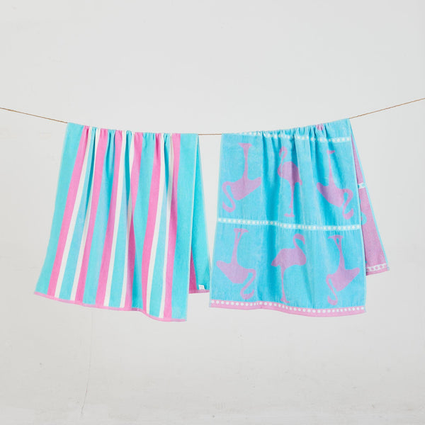 2 Pack 100% Cotton Jacquard Beach Towels - Playa Collection