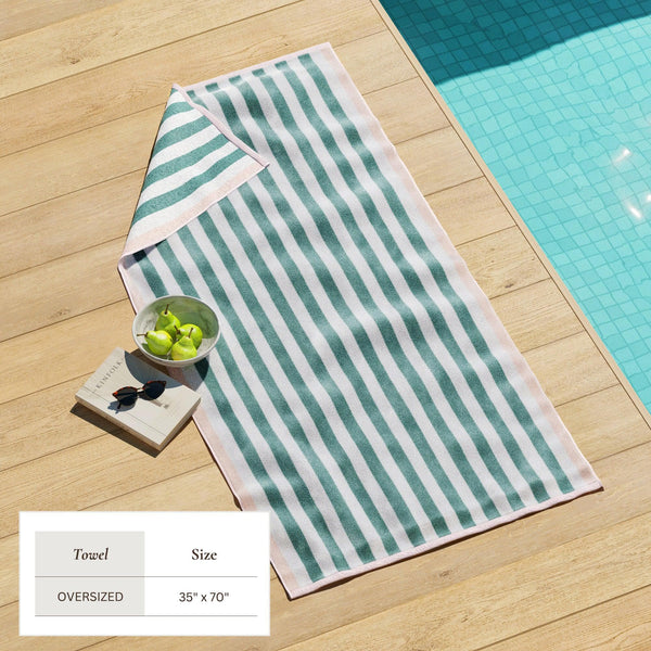 Oversized Striped Border Cabana Beach Towel - Santa Cruz