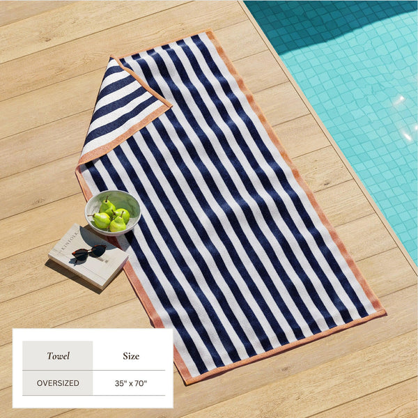 Oversized Striped Border Cabana Beach Towel - Santa Cruz