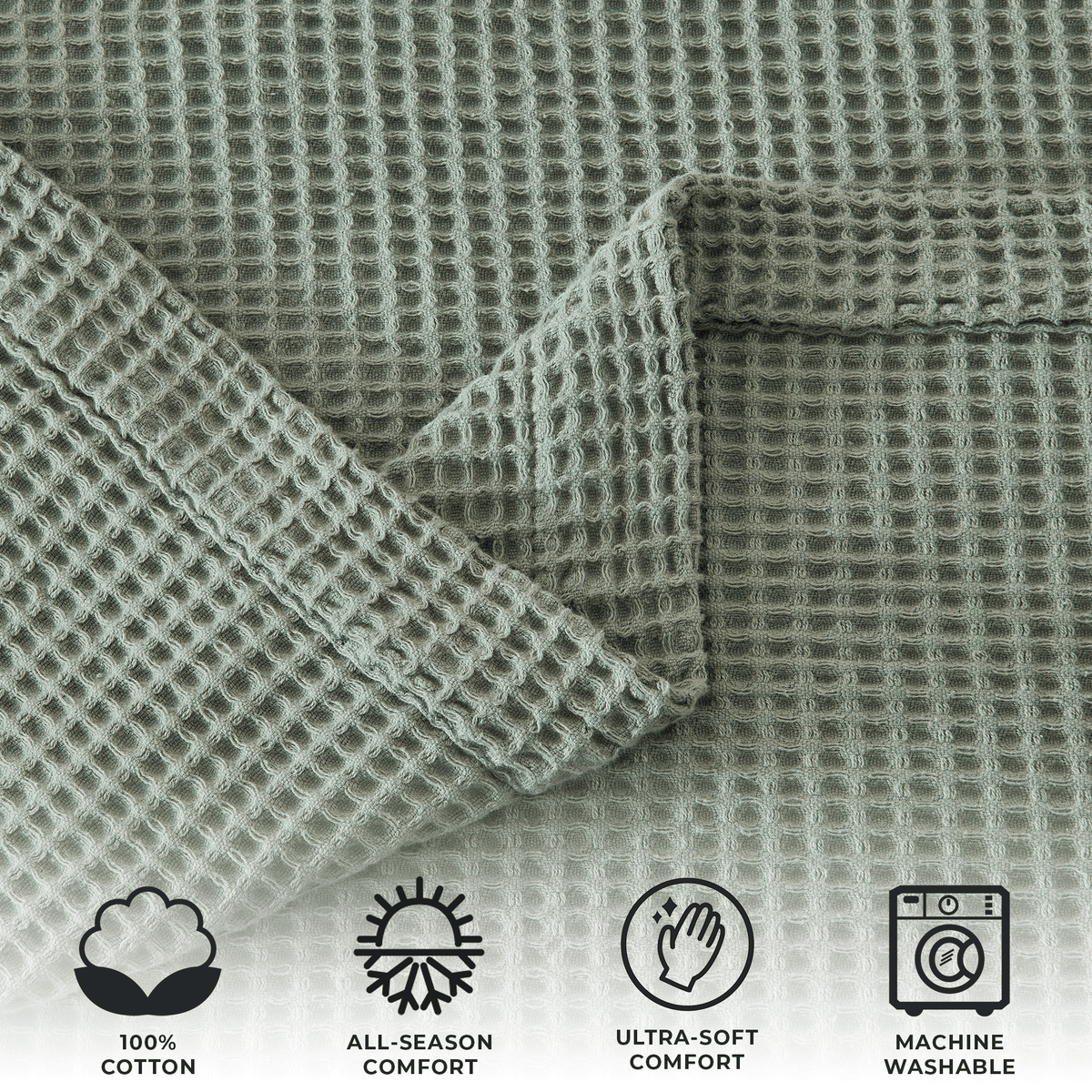 100% Cotton Waffle Weave Blanket - Mikala Collection