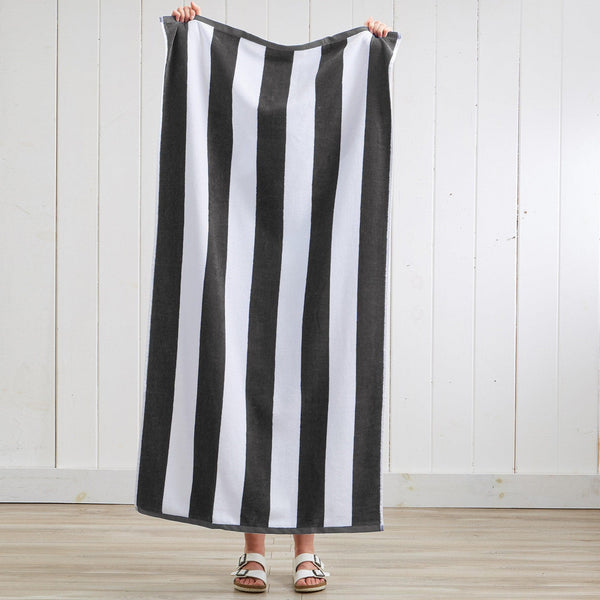 Cotton Velour Cabana Stripe Beach Towel - Novia Collection