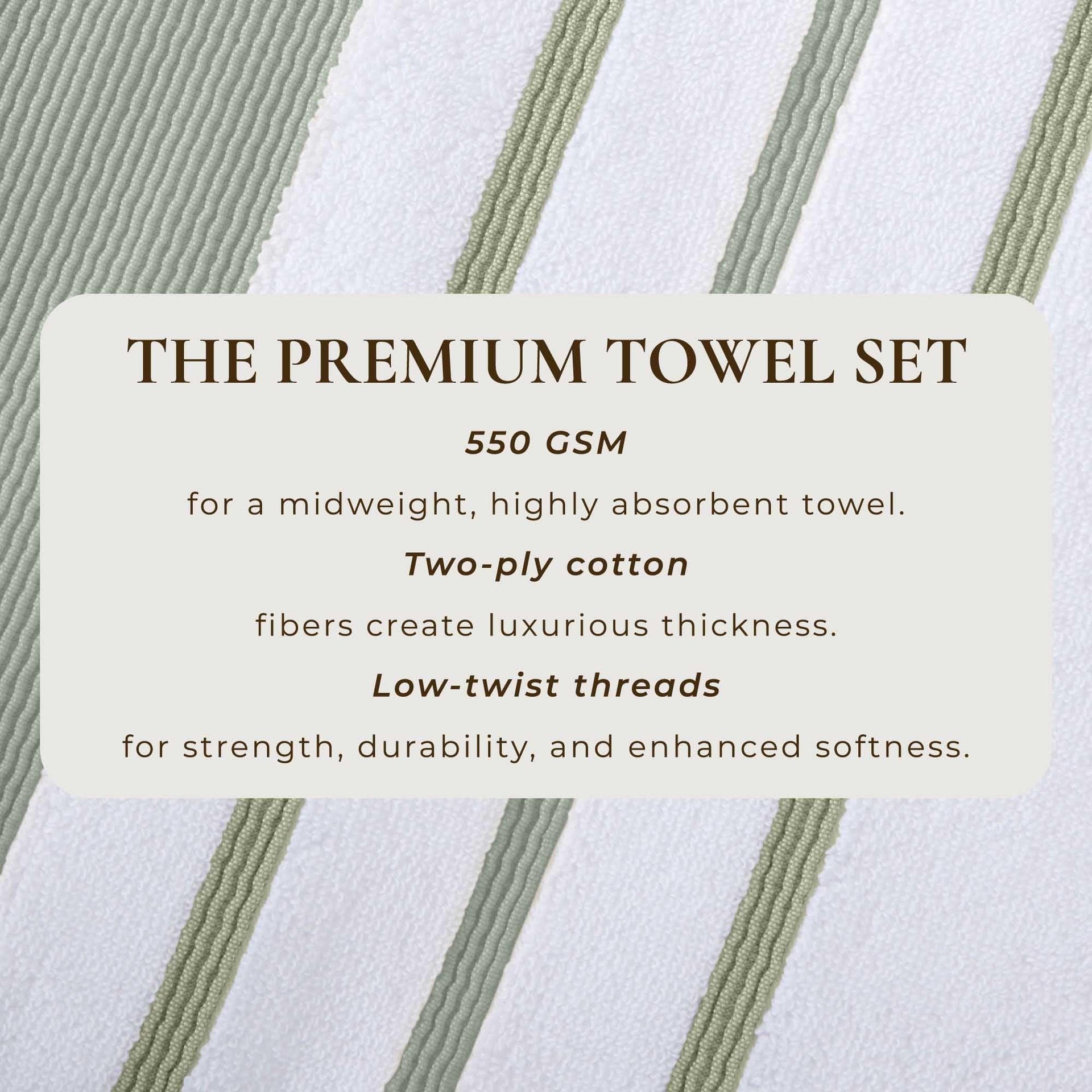 Decorative Cotton Stripe Bath Towel Set - Noelle Collection