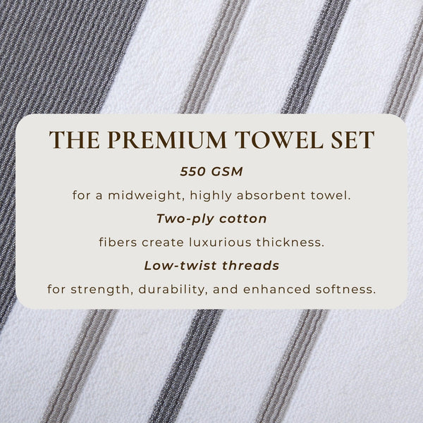 Decorative Cotton Stripe Bath Towel Set - Noelle Collection