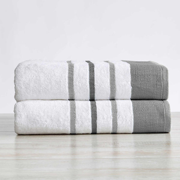 Decorative Cotton Stripe Bath Towel Set - Noelle Collection