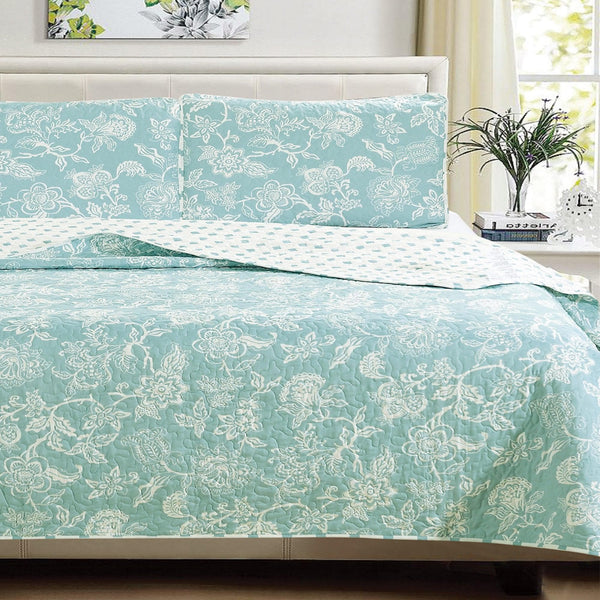 3-Piece Floral Quilt - Emma Collection Great Bay Home