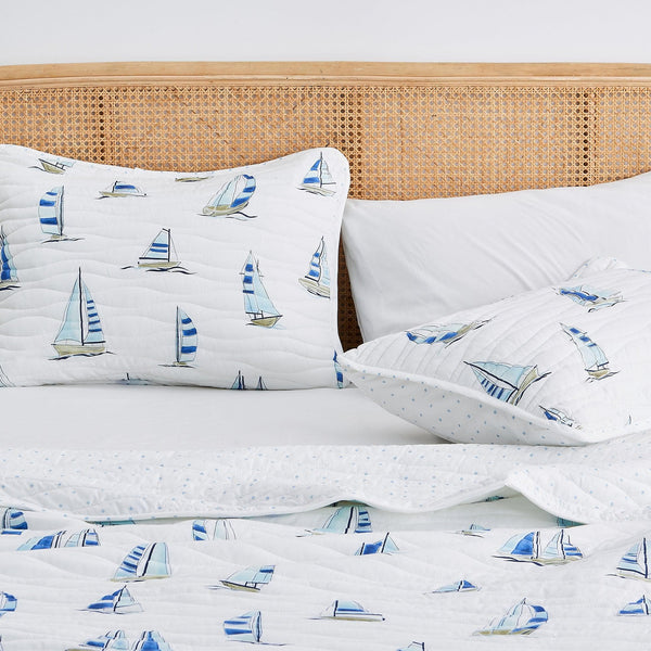 Coastal Blue Sailboat Quilt Set - Marzano Collection