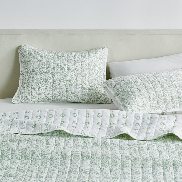 Floral Medallion Printed Microfiber Quilt Set - Kaleigh Collection