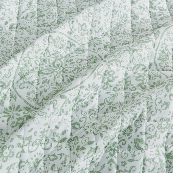 Floral Medallion Printed Microfiber Quilt Set - Kaleigh Collection