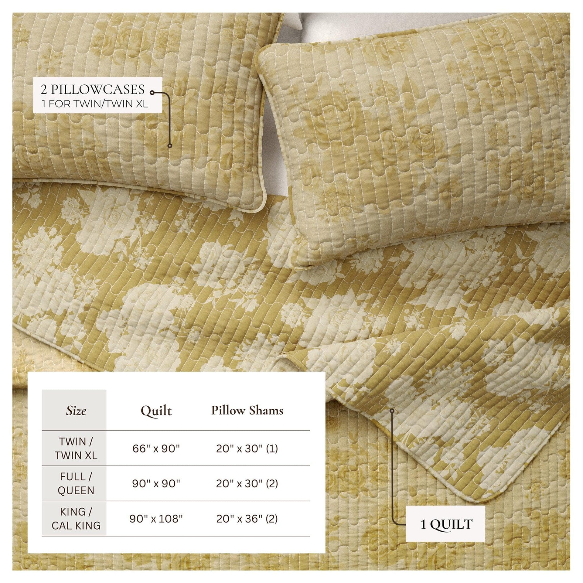 Floral Printed Cotton Quilt Set - Corin Collection