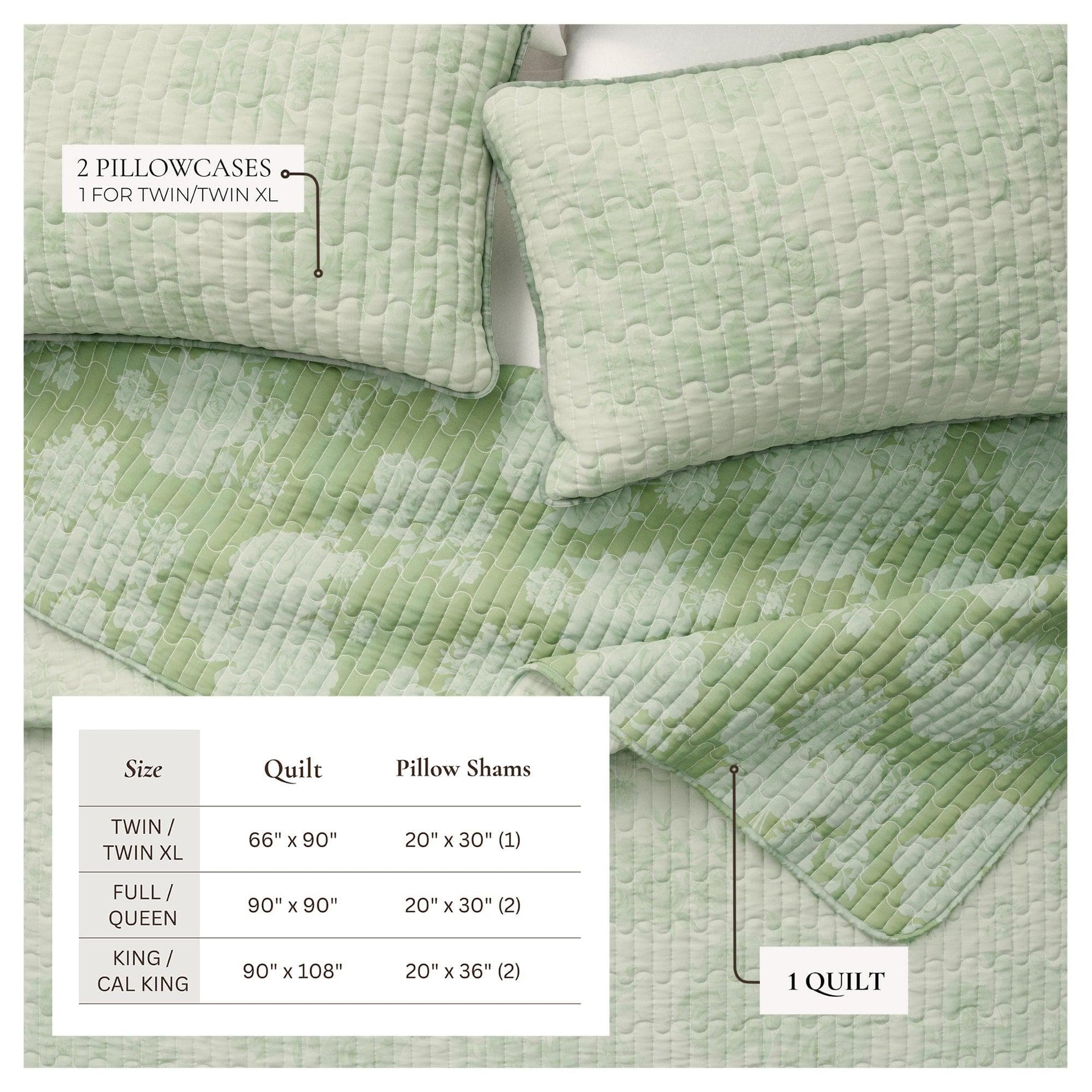 Floral Printed Cotton Quilt Set - Corin Collection