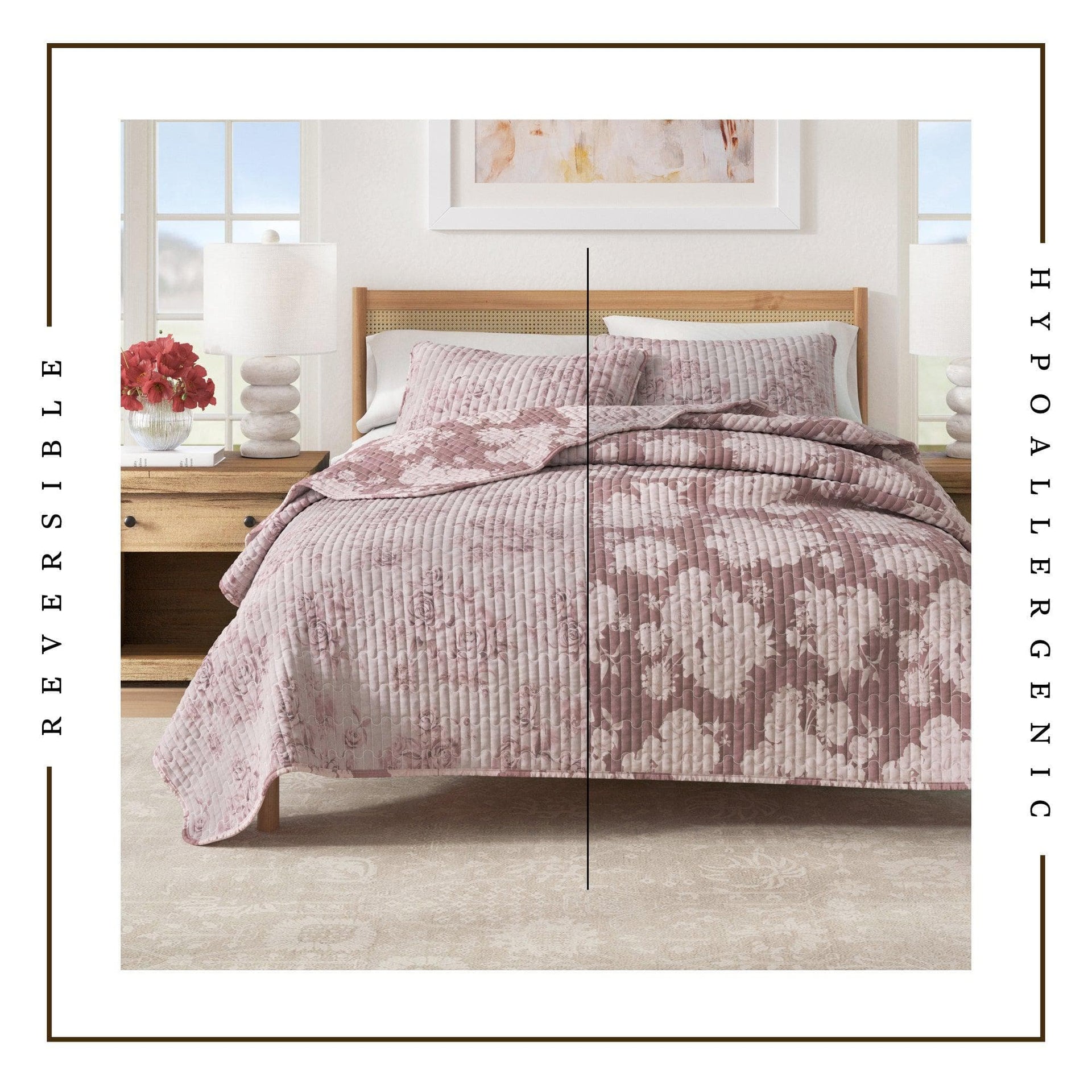 Floral Printed Cotton Quilt Set - Corin Collection