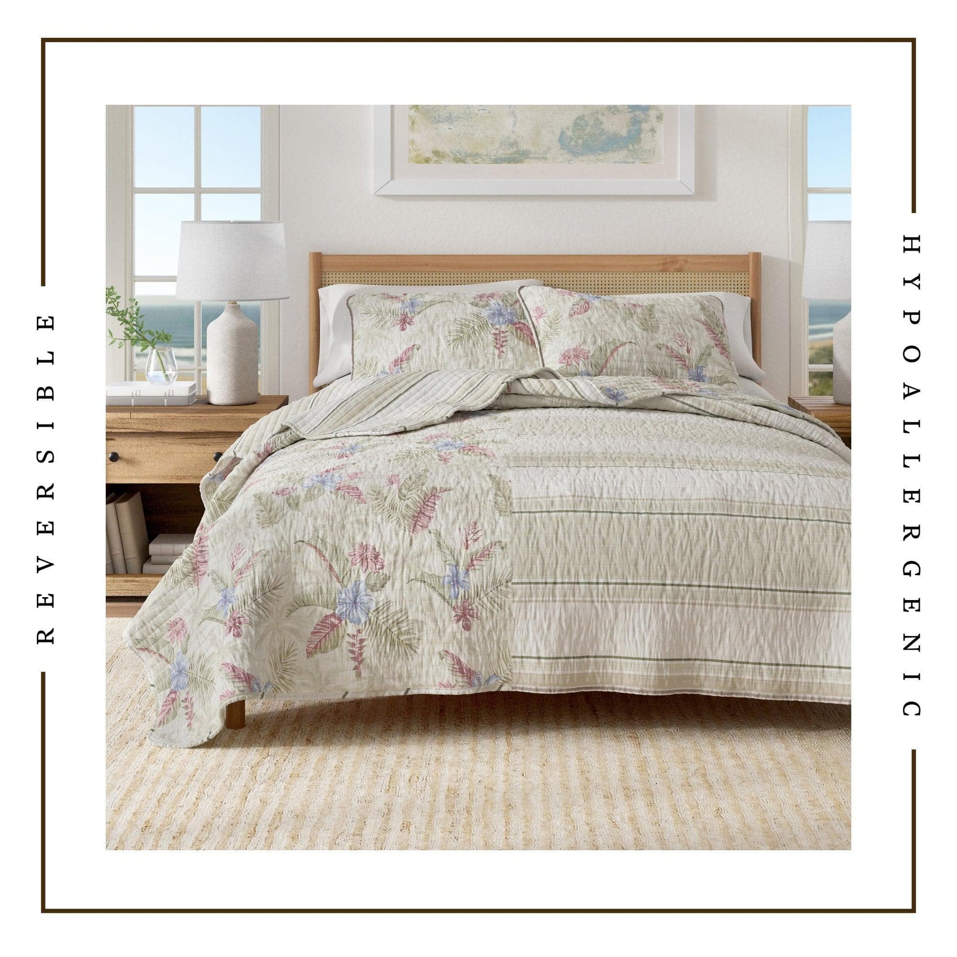 Floral Printed Cotton Quilt Set - Mendocino Collection