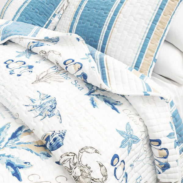 Stripe & Ocean Story Coastal Quilt Set - New Castle Collection Great Bay Home