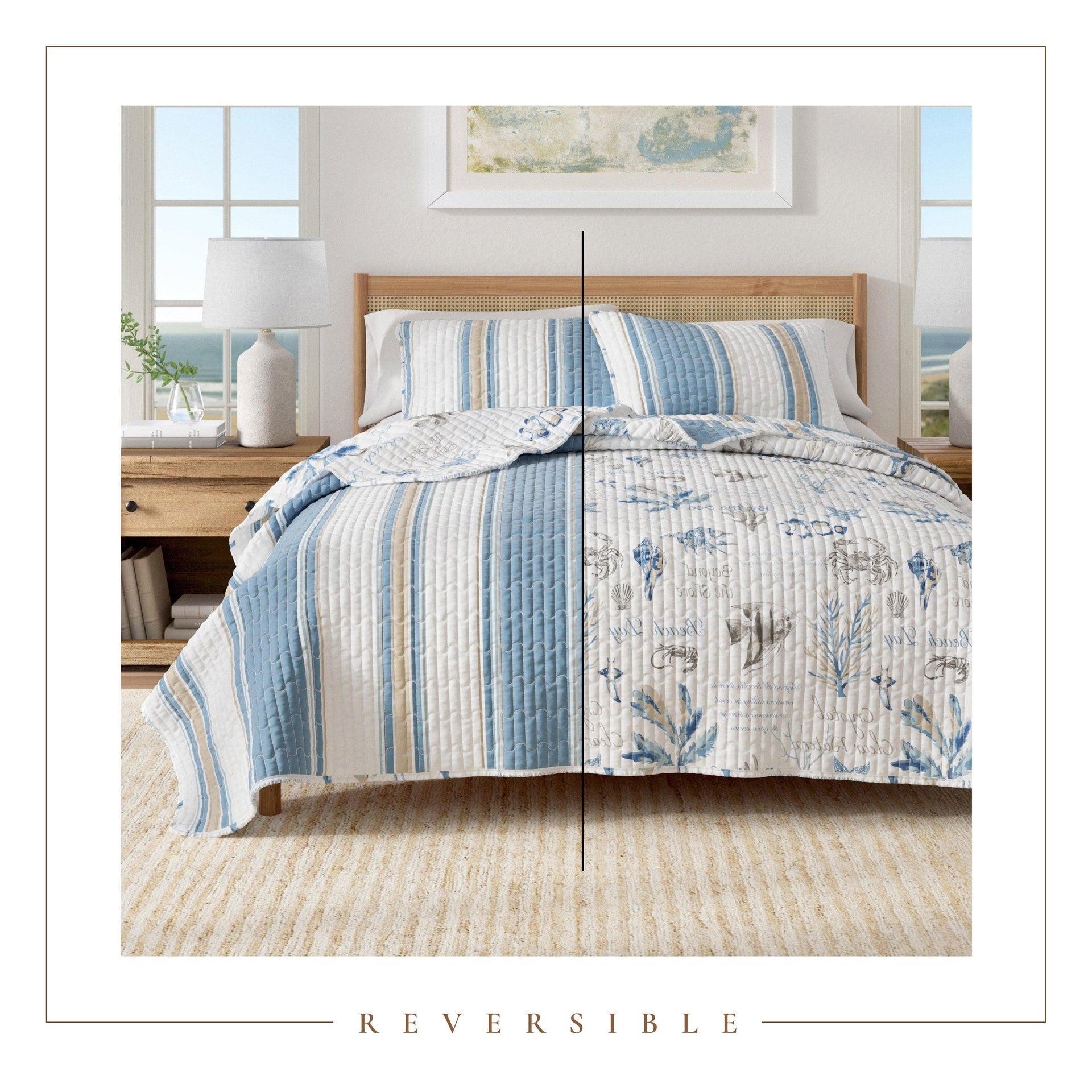 Stripe & Ocean Story Coastal Quilt Set - New Castle Collection Great Bay Home