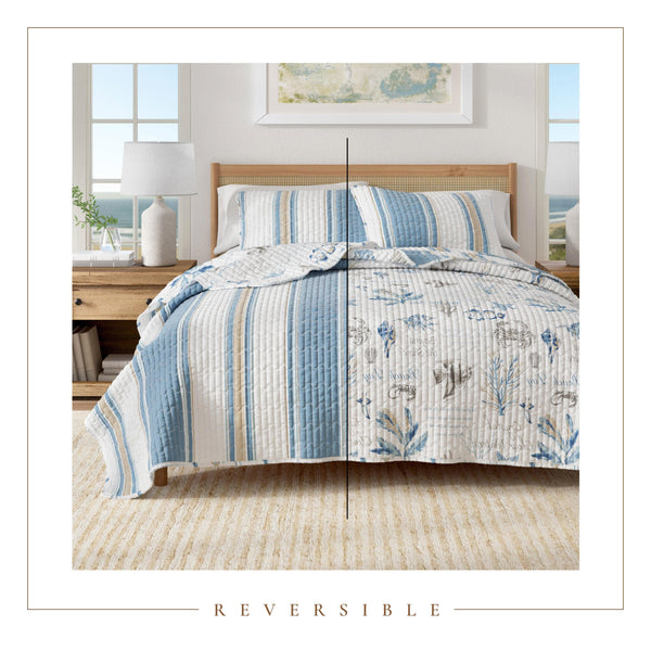Stripe & Ocean Story Coastal Quilt Set - New Castle Collection Great Bay Home