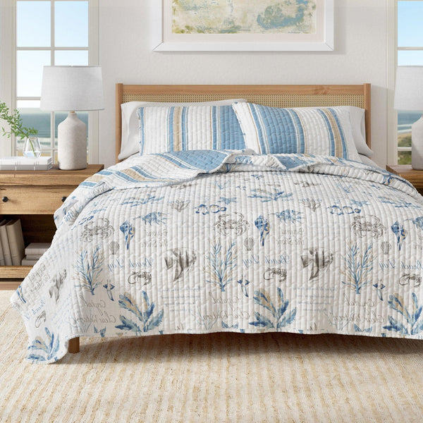 Stripe & Ocean Story Coastal Quilt Set - New Castle Collection Great Bay Home