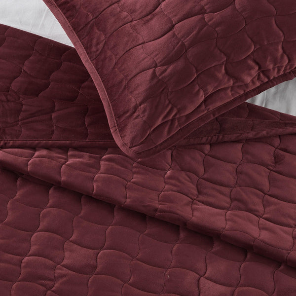 Velvet Box-Stitched Quilt Set - Vivica Collection