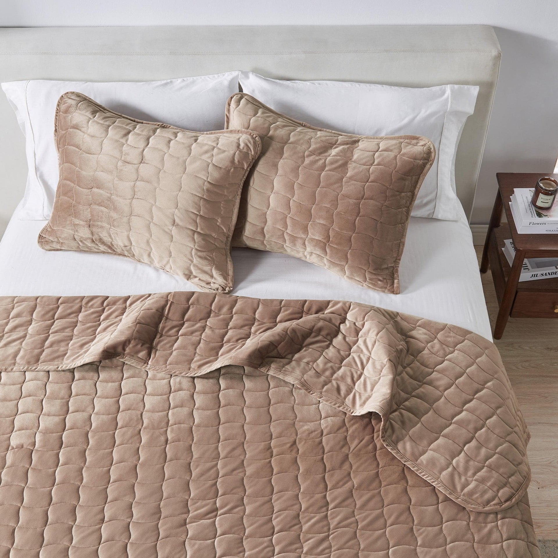 Velvet Box-Stitched Quilt Set - Vivica Collection